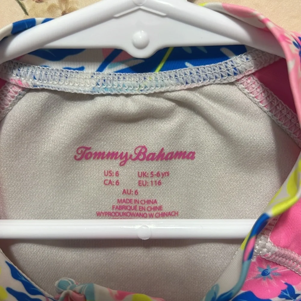 Tommy Bahama Pink and Blue Rashguard Swim Top Girls size 6 - Picture 2 of 3